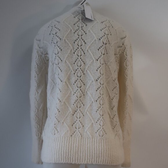 NWT Women Minnie Rose Vanilla Pointelle Mohair Wool V-Neck Cardigan Sweater XS/S - Picture 5 of 9